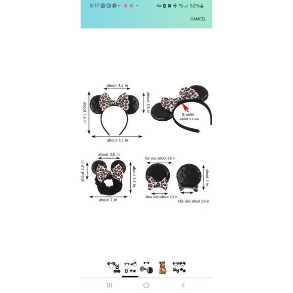 Leopard mouse ears set with bows clips and more! - Picture 11 of 12